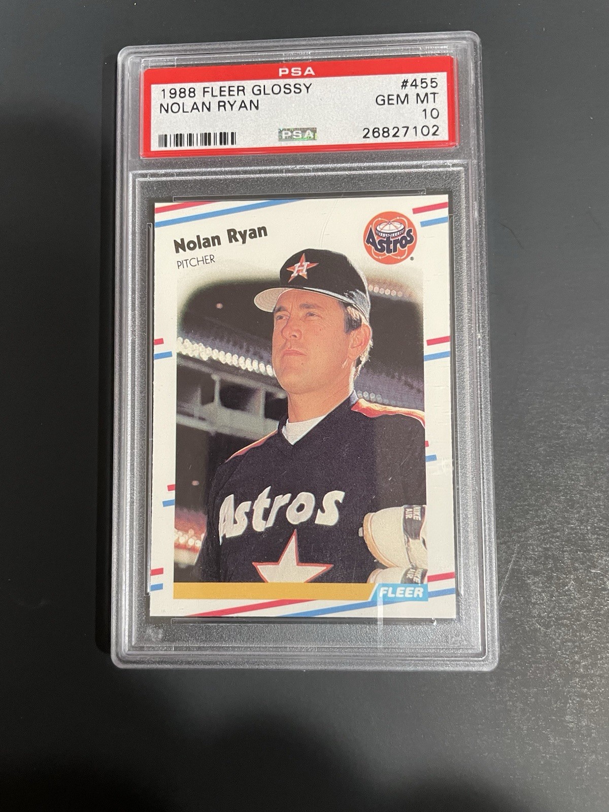 1988 FLEER GLOSSY NOLAN RYAN, #455, PSA 10, HOF (Free Shipping On Any 3!)