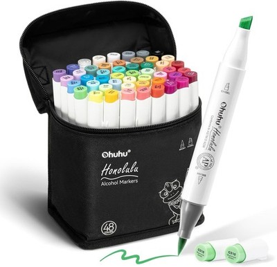 48 Color Alcohol Markers Brush Tip Double Tipped Art Marker Set for Artist Adult