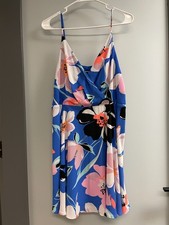 Express Tropical Spaghetti Strap Wrap Dress Size L