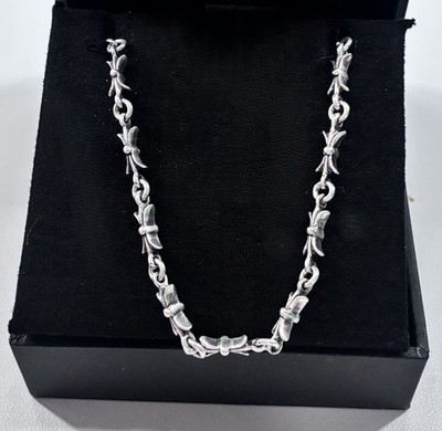 Chrome Hearts Tiny Bar Chain Necklace 20  925 Sterling Silver Authentic