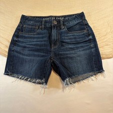 American Eagle Womens Dark Wash100 Cotton Denim Cutoff Shorts Size 00