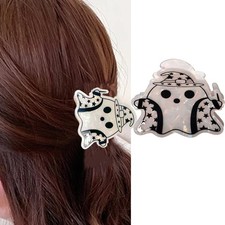 Halloween Hair Clips for Women Cute 4 Count Pack of 1 , Ghost black white