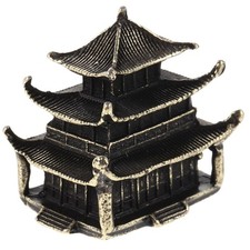 Gazebo in ottone modello zen accessorio giardino mini statua pagoda in metallo