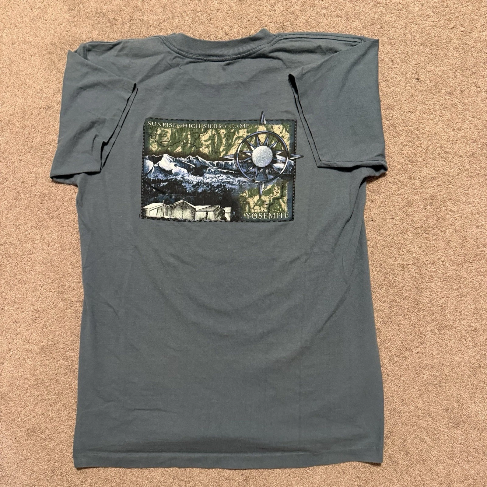 Vintage Yosemite National Park Camp Cali T Shirt L/M Green Outdoors