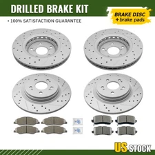 Front Rear Drilled Disc Rotors Ceramic Brake Pads For 2018 - 2023 Honda Odyssey