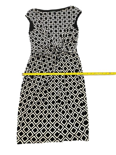 Ralph Lauren Sheath Dress Size 12 Black Twist Knot Sleeveless Geometric Print - Picture 14 of 20