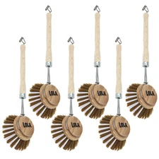 The Original Dishwashing & Vegetable Brush by LOLA 6 Pk Hardwood Handle