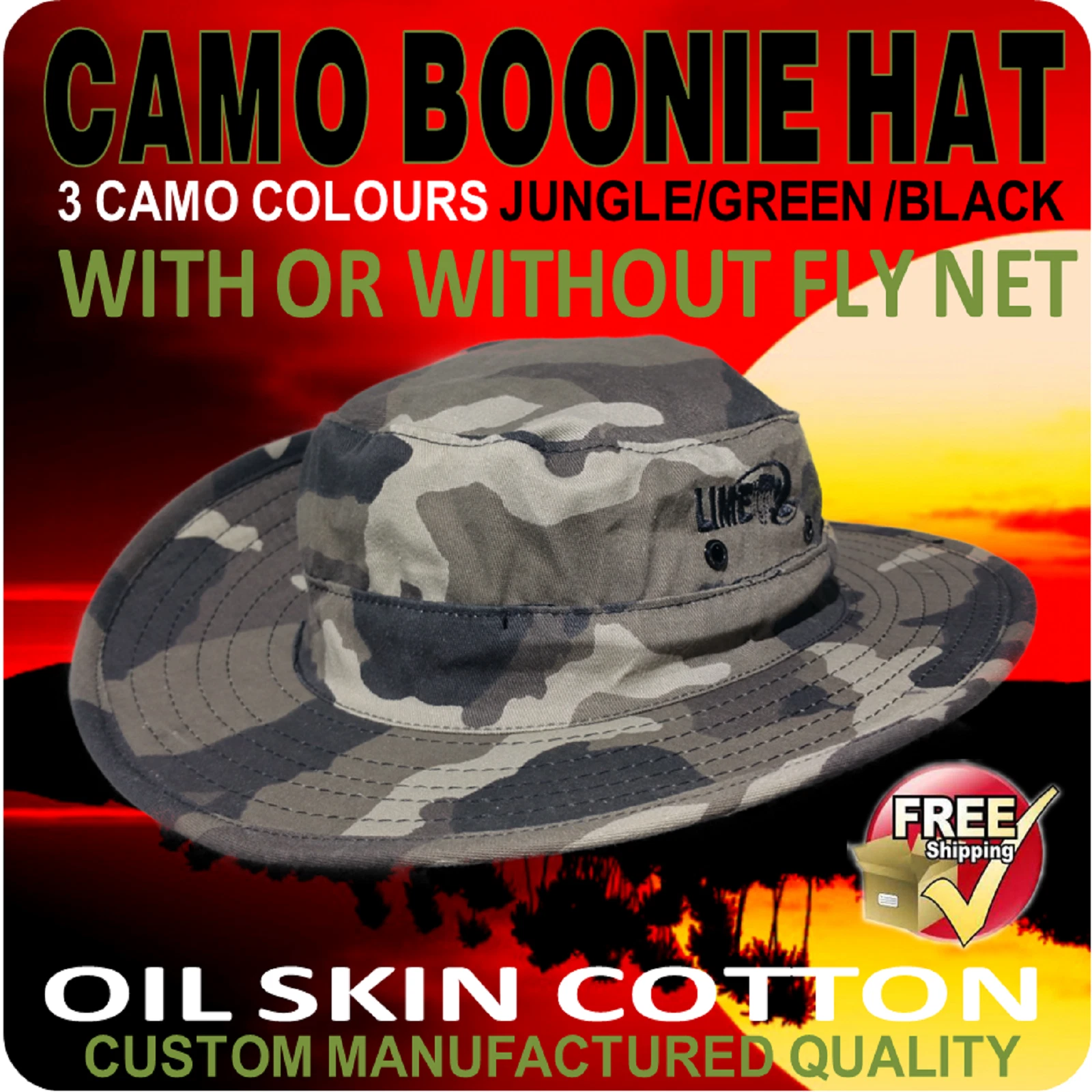 CAMO BOONIE SUN HAT COTTON OIL SKIN FINISH UNISEX HUNTING CAMPING BOATING 4WD AU