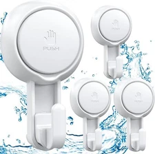 Suction Cup Hooks Reusable Suction Hooks for Shower Wall Vacuum Bathroom Suct...