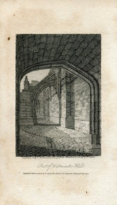 Part of Westminster Hall London - 1809 Antique Print, Elegant View  #K834