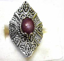 Natural Star Ruby Artisan Ring / size 9 / 925 Sterling Silver / 3.5cts, 8g