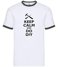 Keep Calm and Do DIY - Mens Ringer - Handyman Tradesman Decorating Decorate