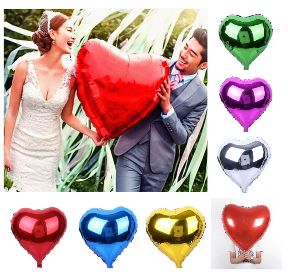 Globo de lámina de corazón de 5" 10" 18" 30" Baby Shower boda novia ducha proponer amor Foto 2 de 4