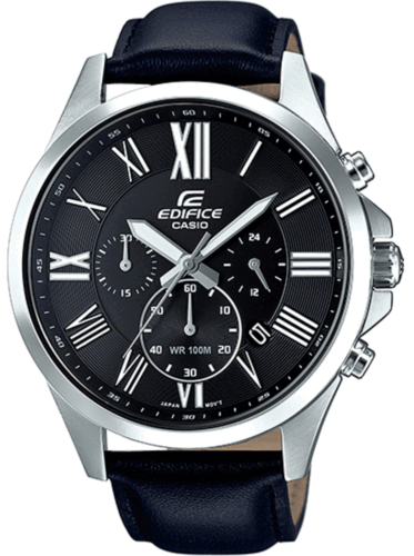 Casio Edifice Original Chronograph Leather Casual Men Watch EFV-500L-1A - Picture 2 of 2