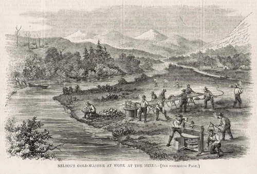 Gold Mining Techniques Prospecting Panning Nelsons Patented Gold Washer 1860