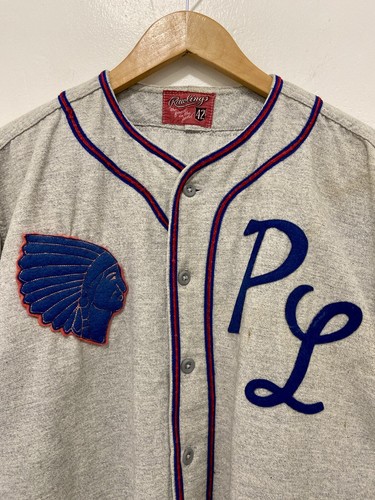 Vintage 50er Rawlings P L Chiefs Indianer Baseball 14 Flanell Wolle Jersey Hemd 42 L