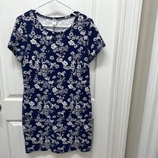 Old Navy Dress Tunic Bodycon Stretch Blue White Floral Size Large
