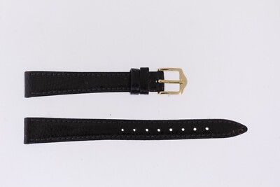 Hirsch ''Rainbow'' 13mm Black Leather Lizard Print Watch Strap Band