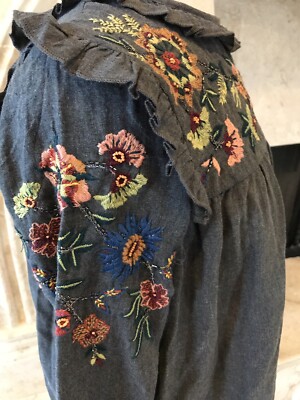 zara embroidered blouse with ruffles
