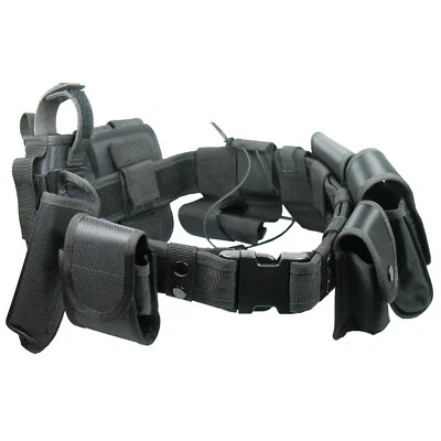 Black Tactical Nylon police Security Guard Duty Belt Utility Kit System w/ Pouch