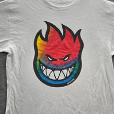 Spitfire Men Shirt M White Jersey Flame Head Short Sleeve Cotton Logo