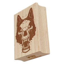 Sello de goma rectangular con cabeza de calavera de lobo feroz para estampar manualidades