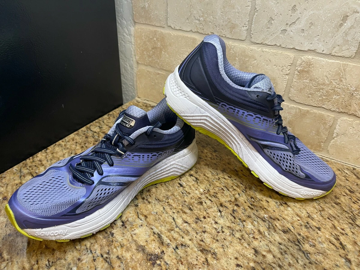 Saucony Womens Guide 10 Purple Gray White Yellow Running Shoes Lace Up Size 8.5