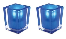 Sterno Signature Cobalt Blue Glass Votive Candle Lamp Tea light Holders Set of 2