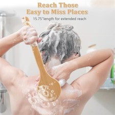 Long Handle Bath Body Brush Soft Bristles Back Shower Exfoliating Scrubber Clean