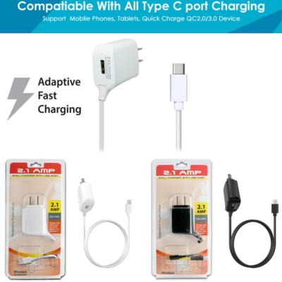 NEW Type C Cable Adaptive Fast Charging Wall Adapter Rapid Charge USB-C Charger