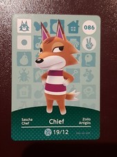 CHIEF ANIMAL CROSSING AMIIBO SERIES 1 CARD #086 TRACKED AU POST geniuine