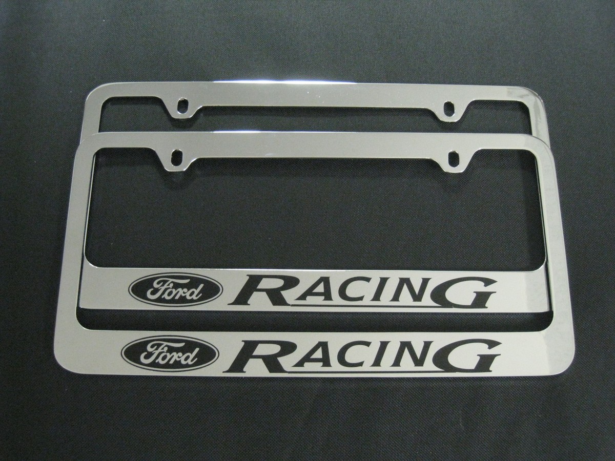 Pair Of Chrome License Plate Frames With Screw Caps – SVT Lightning Style – Stainless Steel 4 thumbnail image