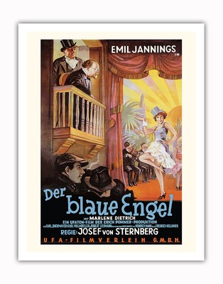 The Blue Angel - Emil Jannings Marlene Dietrich - Vintage Film Movie Poster 1930