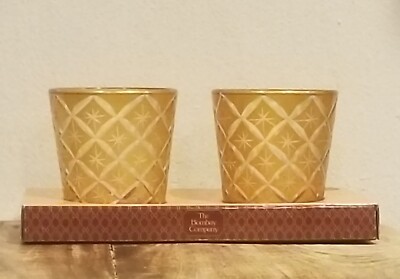 The Bombay Company Set Of 2 Gold Star Etched Glass Tealight Holders