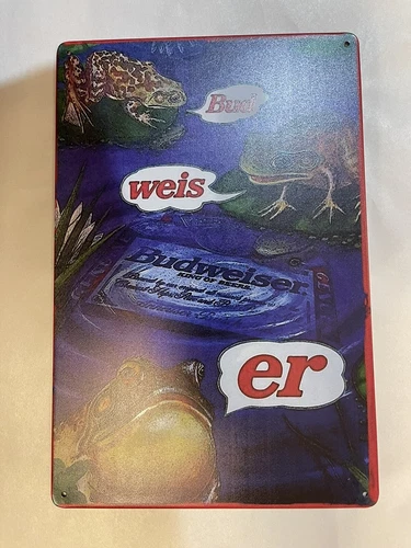 BUDWEISER 3 Frogs  Swamp Tin Metal Sign  Anheuser Vintage Retro Look Man New