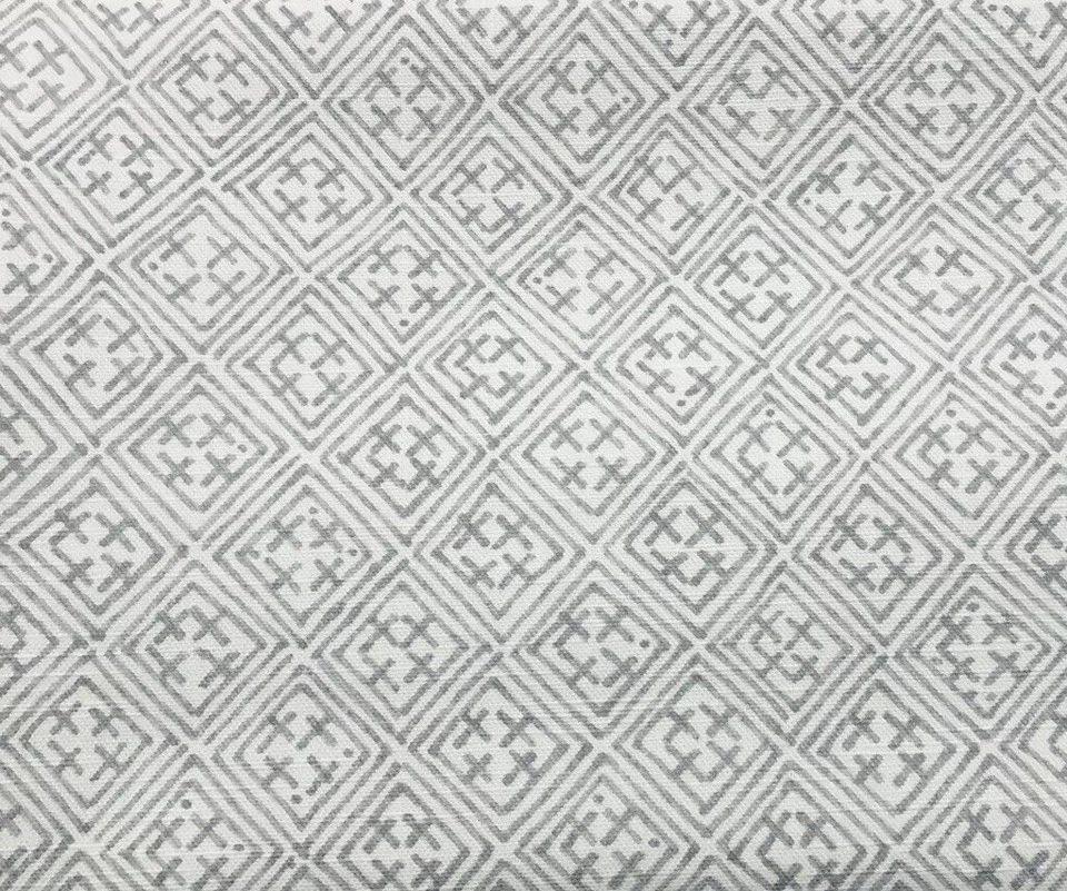 Thibaut Asian Geometric Linen Print Uphol Fabric- Laos / Grey 2.50 yd F972619 - Image 2 of 4