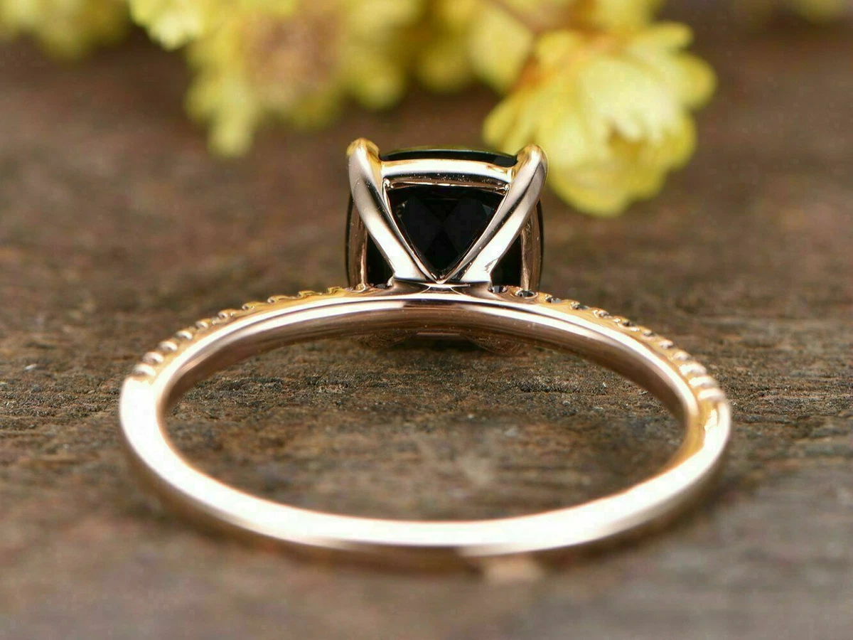 Black diamond solitaire engagement ring deals