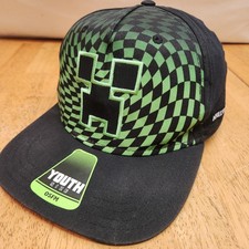 Youth Minecraft Creeper Baseball Cap Snapback Hat Black Green Adjustable Casual