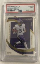 2024 Immaculate Jordan Addison #d /99 Clearly Jersey Patch SP PSA 9 MINT POP 2