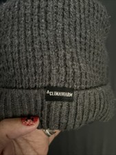 Adidas Gray Knit Climawarm Beanie Hat 100 Acrylic