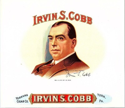 Irvins Cobb Amerikanischer Humorist Schriftsteller Vintage Zigarrenkistenetikett