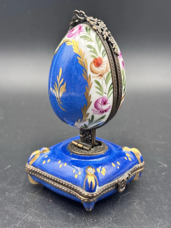 oeuf Limoge Flacon De Parfum Décoré , porcelaine Ancien Vintage - Photo 4/4