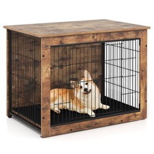 Dog Crate Furniture with Cushion and Double Doors for Small/Medium Dogs-33 Inche