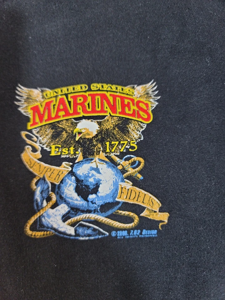 Vintage US Marines Hoodie 7.62 Design 2008 Semper Fidelis Eagle Globe Large - Image 4 of 4