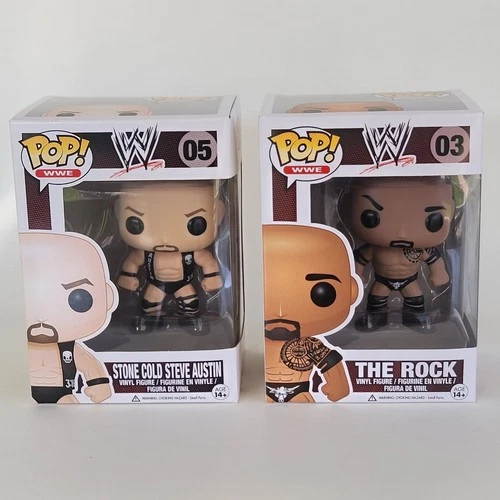 Funko Pop! WWE Series - Stone Cold Steve Austin #05 The Rock #03 Vinyl Lot