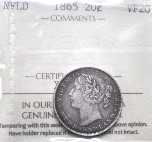 1865 Newfoundland 20 Cents — photo from the most recent tracked eBay sale