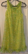 Vintage SEARS Nightgown Yellow Green Daisy Floral Knee Size SMALL Grandma Core