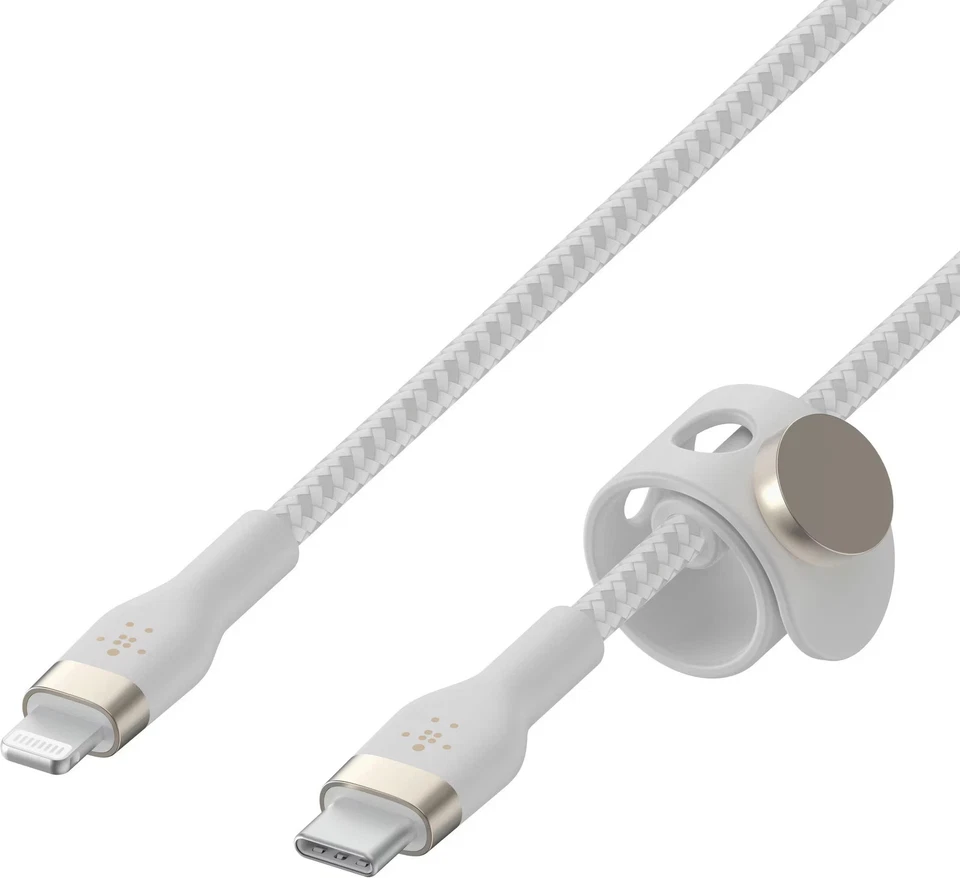 Belkin BoostCharge Pro Flex USB-C Cable to Lightning (MFI Certified) 10 ft White - Image 2 of 4