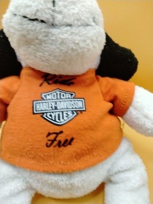 Vintage Harley Davidson 2004 Plush Dog With Orange Tshirt And Cap