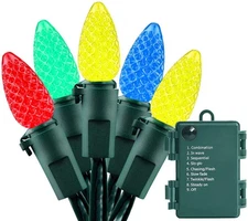Battery Operated Christmas Lights - 18ft 50 LED C3 String Lights Xmas Lights ...
